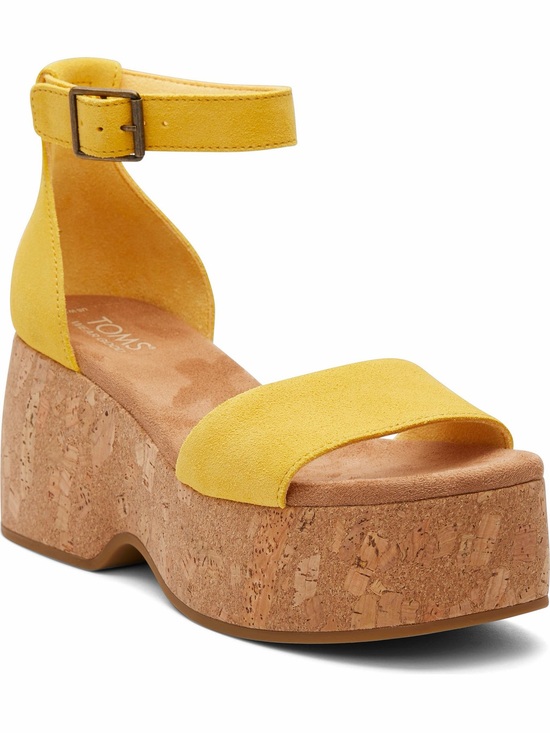 Toms Shoes - TOMS Yellow Laila Cork Platform Sandal